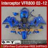 Body For HONDA Interceptor VFR 800RR 800 VFR800 RR CC VFR800RR 02 2002 2003 2004 2005 2006 2007 129No.131 800CC 02-12 Bodywork White blue VFR-800 08 09 10 11 12 Fairing