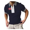Summer 3D Stripe T-shirt Digital Impred Polos para homens Slim Fit Zipper Designer de lapela de manga curta camisas de pólo casual 3d168polo-1