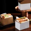 Kraft papieren broodjes wikkel doos dikke ei toast brood ontbijt verpakking dozen hamburger teatime lade