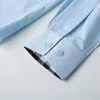 قميص لباس الرجال رفيعة انتشار انتشار طوق بلجت شريط طويل الأكمام الطويلة مصمم القطن النقي العلامة