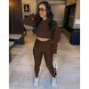 Women's Two Piece Pants Fall Clothes Sexy Set Tracksuit Women Hooded Crop Top+Pants Sets Sweatsuits For Club Outfits Wholesale Items