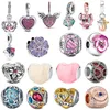 S925 Sterling Silver Beads Charms Classic Love Heart Wings Flower Colorful Beads DIY Pendant Origin