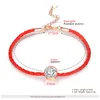 Pulseras con dijes de cristal, pulseras finas de cuerda de hilo rojo para joyería de mujer