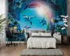 3D Murals Wallpaper coffee shop lounge living roomunderwater world dolphin background wall wallpaper mural painting room decor stickers muraux