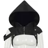 Medieval Cosplay Zubehör Frauen Gothic Assassin Mit Kapuze Cape Schal Schwarz Vampire Teufel Kreuzfahrer Punk Wildleder Umhang Zauberer L220714