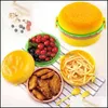 Tableware Hamburger Lunch Box Double Tier Cute Burger Bento Lunchbox Microwave Food Container Fork Set Owl Compartment 0221 Drop Delivery 20