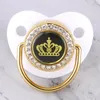 Pacifiers Colors Cartoon Crown Baby Pacifier Golden Dummy Bling Toddler Pacy Orthodontic Nipple Infant Shower Gift 018 MonthsPac8719754