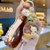 Dibujos animados de té de leche de perla engrasada Copa de té Bear Botella de moda marrón Key colgante de bolso lindo adorno de adornos