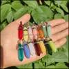 Charms Jewelry Findings Components Luminous Stone Hexagonal Column Glass Crystal Chakra Healing Pendant For Necklace Dhyzg