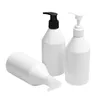 Embalagem vazia garrafa branca de plástico wryshoulder Pet Branco Preto Transparente parafuso Pressione Bomba Pressionada Portátil Recipiente de embalagem cosmética 300ml