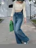 2022 Kobiety Podstawowe Vintage Baggy Dżinsy Dżinsowe spodnie luźne spodnie wysoka talia do starego prostego stylu BF w stylu stylowym L220726