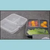 Disposable Microwave Food Storage Safe 3 Departments Meal Prep Containers W/Lip Lunch Box Kids Container Tableware Drop Delivery 2021 Flatwa