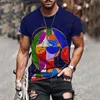 Мужская футболка творческая живопись 3D графическая футболка уличная мода и женские рубашки повседневные короткие рукава