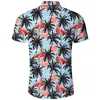 패션 남성 하와이 셔츠 꽃 3D 프린트 셔츠 남성용 캐주얼 버튼 다운 해변 휴가 여름 여름 느슨한 짧은 슬리브 셔츠 5xl 220607