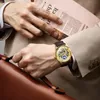 Zegarek dla złota Automatyczna mechaniczna mechaniczna luksusowa szkielet turbillon zegarek dla mężczyzn księżyc faza man sub-dial reloJ hombre