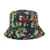 Berets Double Side Funny Black Print Pattern Bucket Hat Unisex Fishing Sun Summer Sunscreen Fisherman Panama Reversible Hip Hop CapBerets