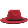 Kvinnliga män ull fedora hatt med läder band gentleman elegant lady vinter höst breda brim jazz kyrka panama sombrero cap 220517