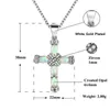 Pendentif Colliers Croix Chrétienne Bleu Opale Pierre Sterling Sliver Pendentifs Pour Femmes FillesPendentif