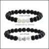 Beaded Strands Armband smycken Natural Black Tiger Eye Stone P￤rlarna Lovers Energy Charm Valentines Day G DHNY8