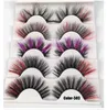 Handgjord återanvändbar mjuk 3d mink päls färg falska ögonfransar curling upp röriga tjocka falska fransar multilayer eyelash extensions 4 modeller dhl