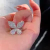 Choucong luksusowe żyzlery pierścionki 925 Srebrny bruk biały szafir cz diamentowe kamienie wieczne motyl kobiety otwarte A4521715