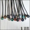 Pendant Necklaces Pendants Jewelry 18Mm Gogo Donut Natural Agate Rose Quartz Crystal Stone Bead Round Big Hole Sim Dhksg