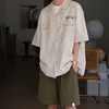 Женские блузкие рубашки винтажные пунктирные пунктуальные карманные вышитые кубинские рубашки с коротким рукавом мужчины женщины летняя хип -хоп повседневная куртка 2022women '