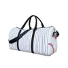 Baseball Travel Bag Wholesale Blanks stor kapacitet spetsbaseball Duffel Stripes Custom Design Stadium Gym handväska över natten helgen tygväskor dom1946