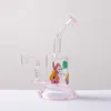 attrape-cendres Narguilés bangs en verre Papier décalque unique Pipe horizontale Plate-forme pétrolière Bubble Bong pleine hauteur 8,6 pouces bol en quartz gratuit boule à bulles de même couleur