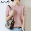Karsany женщины вязаные футболка лето o шеи с коротким рукавом футболки для футболки TEE черная винтажная 220328