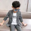 服のセット春秋の男の子の服セット格子縞の紳士トップジャケットパンツ衣装スーツティーンエイジャー4 5 6 7 8 9 10 11 12年