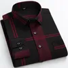 Camisas casuais masculinas Slim Fit Slave longa para homens Anti-rugas listrados