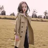 Jackor 314y Teen Girls Long Trench Coats Fashion England Style Windbreaker Jacket For Girls Spring Autumn Childrens Clothing 220826