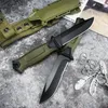 Couteau droit à lame fixe de survie GB G1500 12C27 avec revêtement en titane noir, point de chute, camping en plein air, randonnée, chasse, couteaux tactiques avec gaine en nylon DA43 BM 535