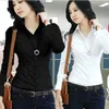 S-5XL Office Wear Wear robocze Koszula Kobiety Wiosna Jesień Z Długim Rękawem Koreański Styl Slim Plus Size Black White Women Bluouses Style