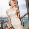 Inne suknie ślubne Ezkuntza v Szycie szyi Piękna cekinowa sukienka koronkowa 2022 Vestido de noiva syrena sukienki
