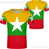 Myanmar T Shirt Ücretsiz Özel Yapım İsim Numarası Mya T-Shirt Nation Flag MM Cumhuriyeti Burma Burma Ülke Baskı Po Giyim 220702