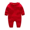 Jumpsuits Spring Spädbarn söta babyflickor Rompers Autumn Long Sleeve Born Cute Knit ClothesJumpsuits