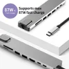 Hub 8-i-1 Typ C Aluminiumlegeringsläsare PD USB-C för MacBook Pro till I RJ45 USB 3.0-portar USB 2.0-port med nav 3.0 TF SD