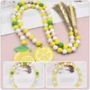 Party Decoration 2pcs Tassel Wooden Bead Garland Rope Round String Pendant