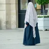 Etnische kleding Eid Gebedskledingstuk Lange Khimar Islam Vrouwen Pure kleur Drielaagse tulband Tops Abaya Jilbab Abaya Moslim Arabische Niqab Hijaabs