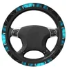 Steering Wheel Covers Teal Blue And Gold Hues Marble Agate Cover Custom Auto Car Protector Fit For Sedan AccessoriesSteering