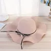 Ribbon Elegant Pearl Visor Hats Summer Outdoor Outing Beach Hat Ladies Dome Wave Straw Caps