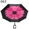 Parapluie double couche inversé usine extérieure Chine 8 nervures pliables à l'envers en tissu coupe-vent avec poignée en C parapluie inversé avec sac JLA13470