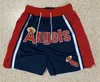 Team Baseball Shorts Just Don Sport Wear Pantalon Avec Poche Zipper Sweatpant Bleu Blanc Noir Hommes Cousu De Haute Qualité