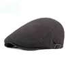 2022 Black Gray Beret Hat Men Cotton Cotton Linen Flat Flat Peak Duck Cap Women Outdoor Visor Fishbone Gewspaper Solider Hat J220722