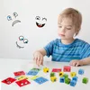 Kids Montessori Toy 64 PCS Cards of Apulticon Puzzle Face Change Cubes Wooden Toys Building Build Game for Children 220621