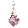 Heart Shape Key Ring Party Favorit Färgglada Amerikanska Flagg Nyckelringar Independence Day Key Chain Souveni AA