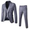 2 Piece Groom Suit Formal Blazer Pants Set Solid Color Single-breasted Male Korean Style Jacket Zipper Fly Trousers Men Suit 220425