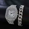 Luxus Uhr Für Männer Frauen Hip Hop Iced Out Uhr Armband Armreif Quarz Platz Relogio Masculino Groomsmen Party Accsori